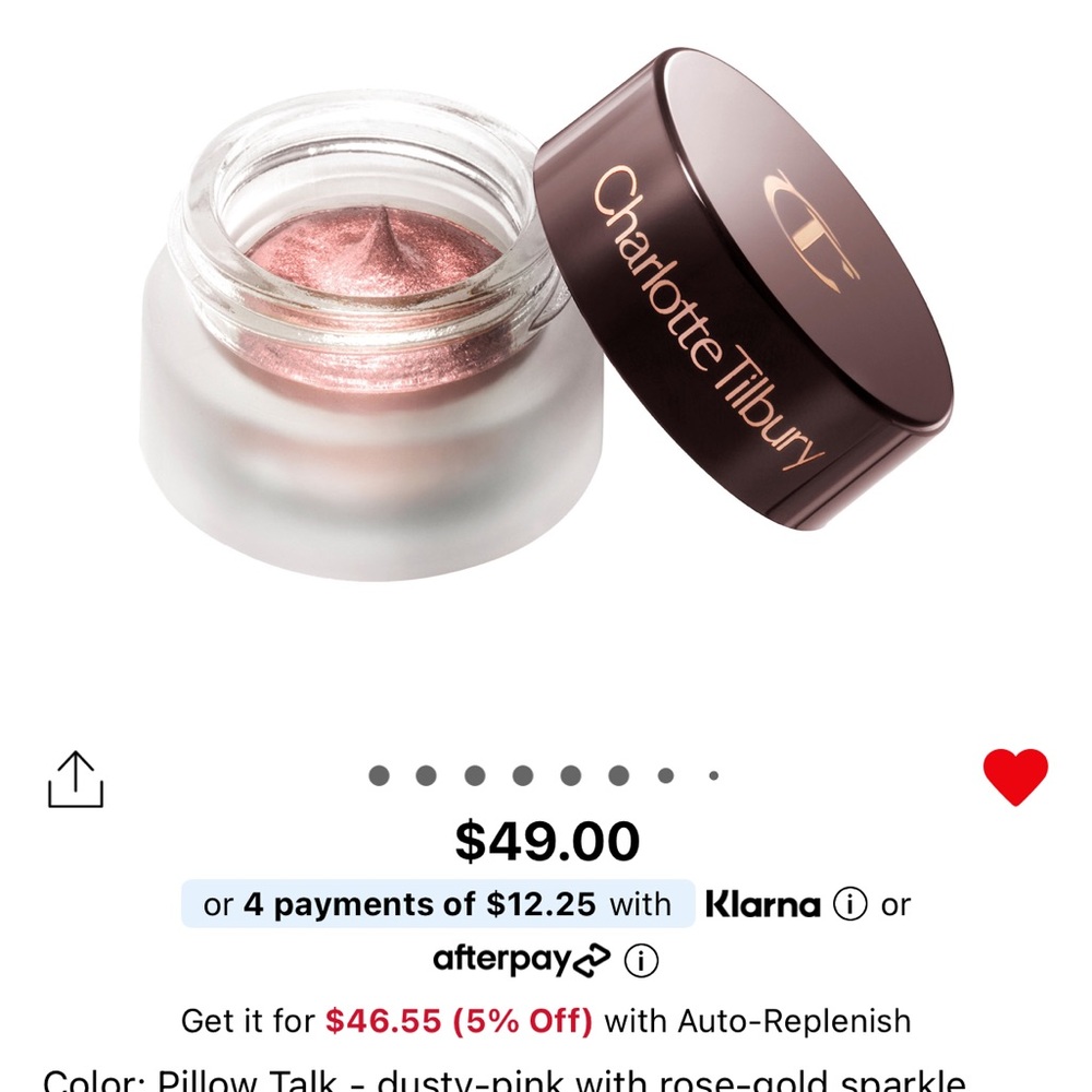 Charlotte Tilbury Pillow Talk Cream Eyeshadow - Rose Gold Pink
